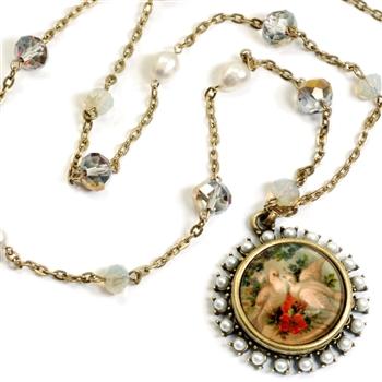 Doves and Pearls Necklace - Sweet Romance Wholesale