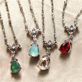 Crystal Pear Teardrop Necklace N1170 - Sweet Romance Wholesale