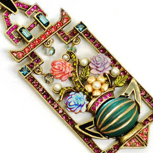 Art Deco Chinese Rose Screen Vintage Necklace N1199 - Sweet Romance Wholesale