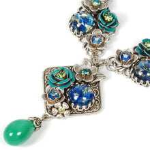 Load image into Gallery viewer, Blue Spring Roses Panel Necklace N123 - Sweet Romance Wholesale
