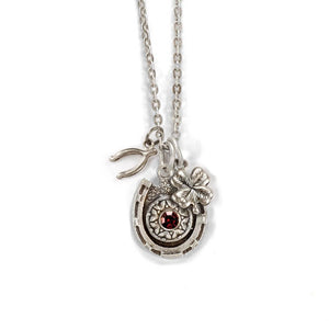 Lucky Horseshoe Birthstone Necklace N1238 - Sweet Romance Wholesale