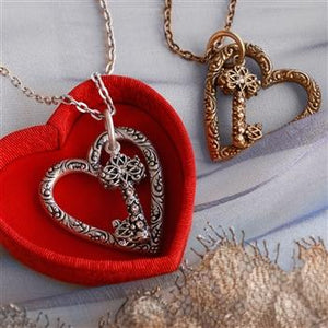 Heart & Key Necklace N1253 - Sweet Romance Wholesale