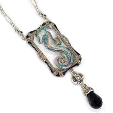 Load image into Gallery viewer, Art Deco Enamel Seahorse Marcasite Necklace N1293 - Sweet Romance Wholesale
