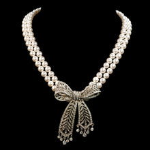 Load image into Gallery viewer, Crystal Bow Pearl Necklace N1296 - Sweet Romance Wholesale