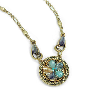 Rosarita Ocean Flower Crystal Pendant Necklace N1301 - Sweet Romance Wholesale