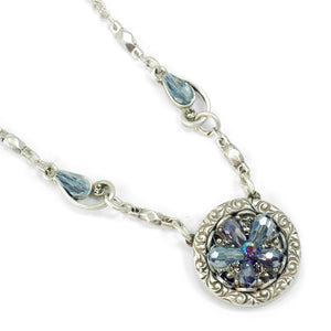 Rosarita Ocean Flower Crystal Pendant Necklace N1301-SIL - Sweet Romance Wholesale