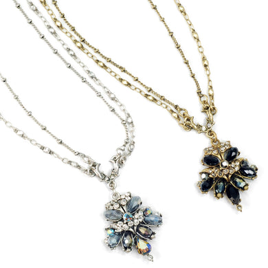 Crystal Cluster Fan Necklace N1311 - Sweet Romance Wholesale