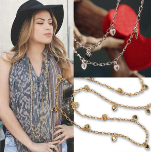 Heart Charm Figaro Layering Necklace N1315 - Sweet Romance Wholesale