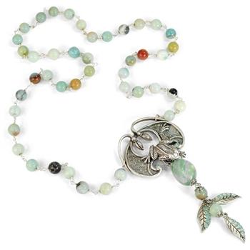 Aventurine and Flourite Frog Necklace N1326 - Sweet Romance Wholesale