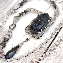 Load image into Gallery viewer, Art Deco Hand Carved Buddha GuanYin Black and Silver Necklace N1334 - Sweet Romance Wholesale