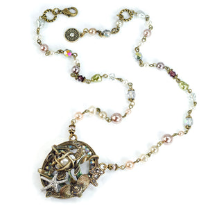 Sea Turtle Pearl Ocean Necklace N1361 - Sweet Romance Wholesale
