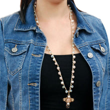 Load image into Gallery viewer, Peach Opal Dawn Cross Necklace N1372 - Sweet Romance Wholesale