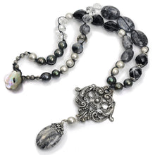 Load image into Gallery viewer, Black &amp; Gray Gemstone Baroque Necklace N1378-JT - Sweet Romance Wholesale
