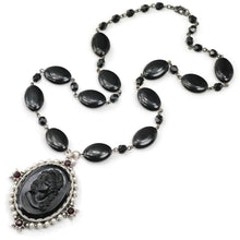 Load image into Gallery viewer, Vintage Jet Black Cameo Necklace N1383 - Sweet Romance Wholesale