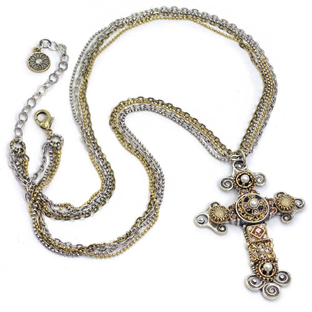 Vintage Jeweled Cross Necklace - Sweet Romance Wholesale