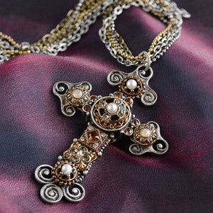 Vintage Jeweled Cross Necklace - Sweet Romance Wholesale