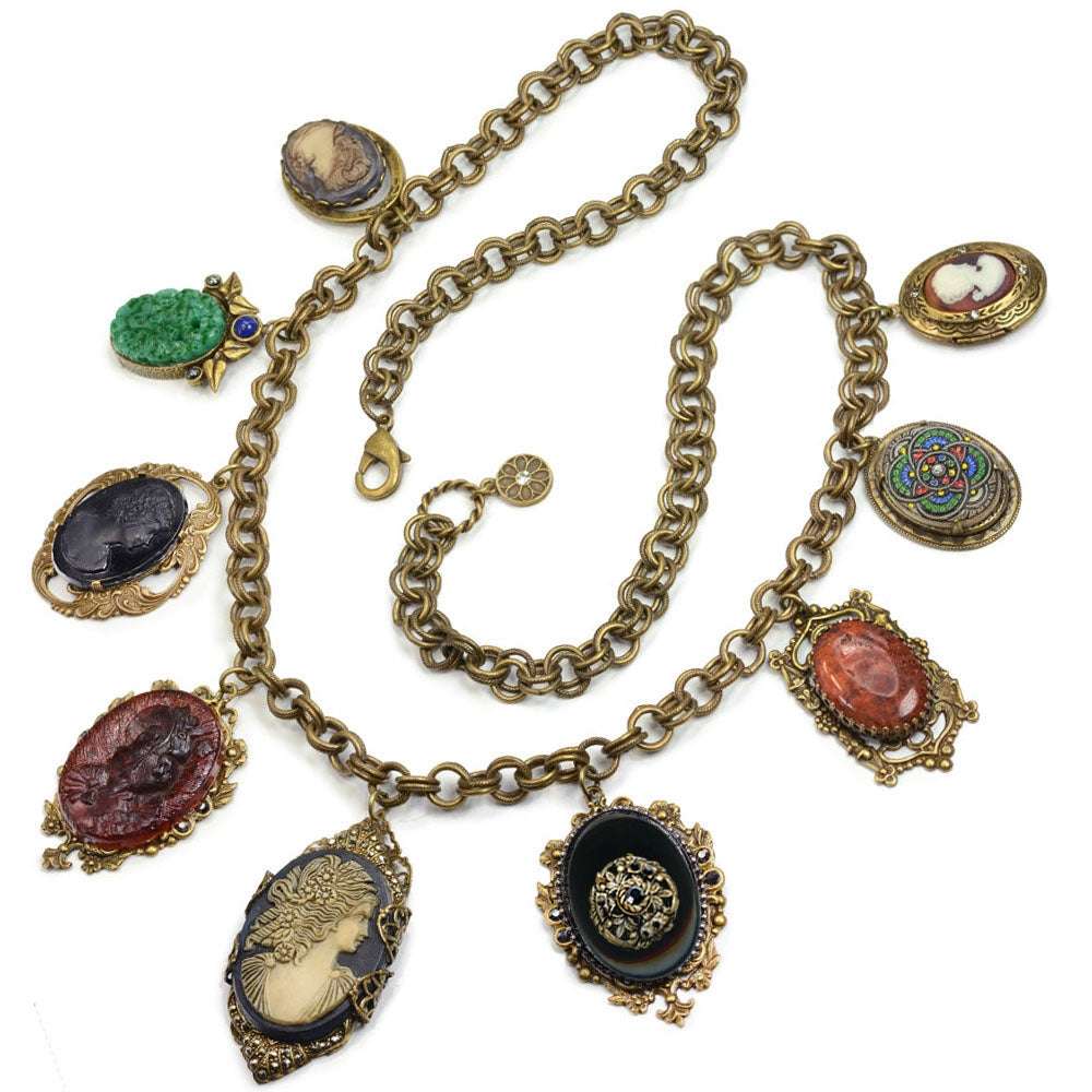 Antique Elements and Cameo Charm Necklace N1435 - Sweet Romance Wholesale