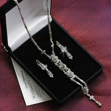 Starlight Silver Y Necklace and Earring Set - Sweet Romance Wholesale
