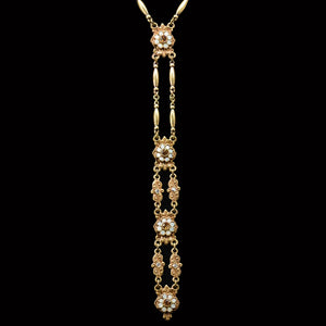 Art Deco Vintage Gold Opal Y Necklace - Sweet Romance Wholesale