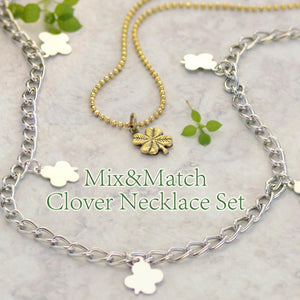 Clover Charm Layering and Tiny Clover Charm Necklace Set N1447-N1319SET - Sweet Romance Wholesale