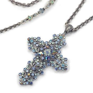 Crystal and Lace Cross Necklace N1465 - Sweet Romance Wholesale