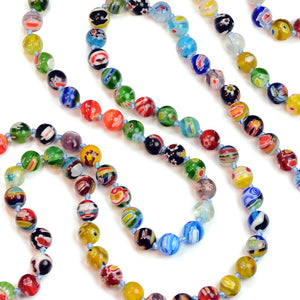 Long Millefiori Knotted Bead Necklace N1473 - Sweet Romance Wholesale