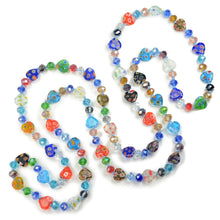 Load image into Gallery viewer, Millefiori Glass Hearts Knotted Beads Necklace - Sweet Romance Wholesale