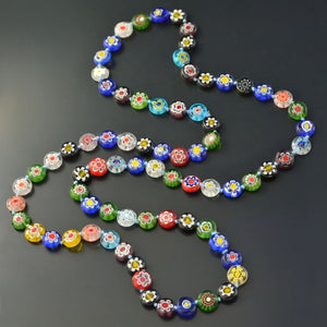 Millefiori Glass Knotted Beads Necklace - Sweet Romance Wholesale