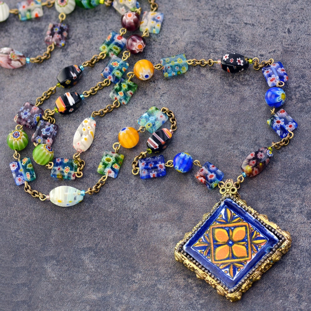 Vintage Murano Glass Beads MILLEFIORI CLASSIC NECKLACE