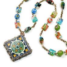 Load image into Gallery viewer, Millefiori Beads Talavera Tile Pendant Necklace n1483 - Sweet Romance Wholesale