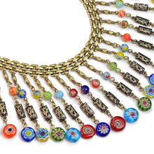 Load image into Gallery viewer, Millefiori Glass Bead Boho Fringe Choker Collar Necklace N1484 - Sweet Romance Wholesale