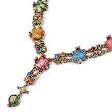 Load image into Gallery viewer, Millefiori Glass Geometric Link Y Necklace - Sweet Romance Wholesale