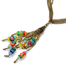 Load image into Gallery viewer, Millefiori Glass Candy Chain Tassel Necklace - Sweet Romance Wholesale