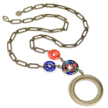 Load image into Gallery viewer, Millefiori Glass Modern Circle Necklace - Sweet Romance Wholesale