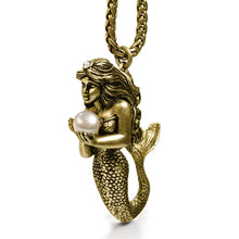 Load image into Gallery viewer, Mermaid Sculpture and Pearl Pendant Necklace - Sweet Romance Wholesale