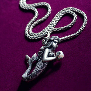Mermaid Sculpture and Pearl Pendant Necklace - Sweet Romance Wholesale