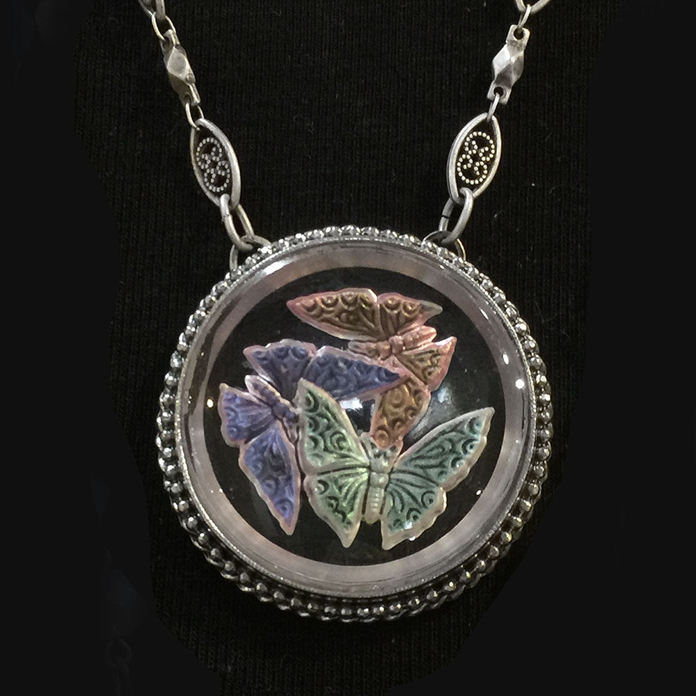Pastel Butterfly Pendant Necklace N1527 - Sweet Romance Wholesale