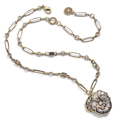 Pave Crystal Pansy Chain Necklace - Sweet Romance Wholesale
