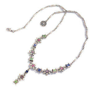 Silver Flower Chain Necklace N1530 - Sweet Romance Wholesale