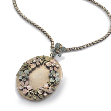 Oval Flower Locket Necklace N1537 - Sweet Romance Wholesale