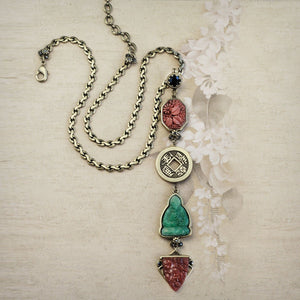 Chinese Jade Glass Buddha Deco Y Necklace N1566 - Sweet Romance Wholesale