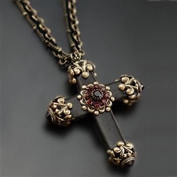 Victorian Black Cross Necklace N1570 - Sweet Romance Wholesale