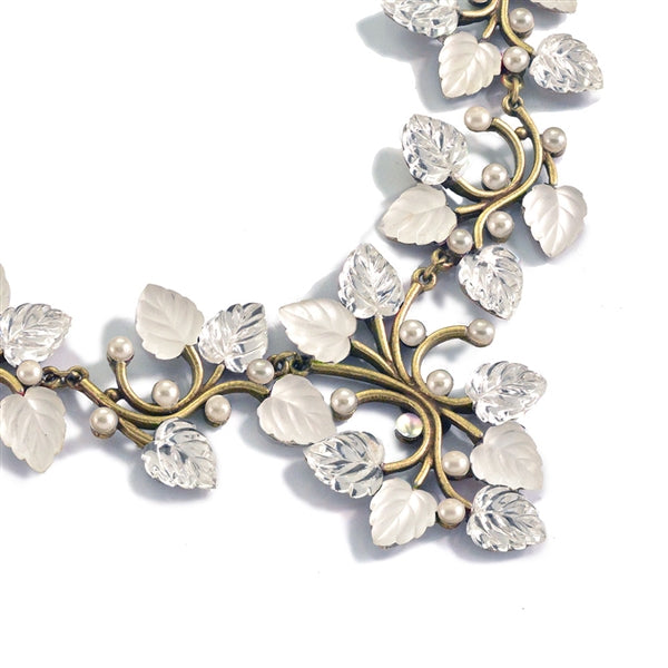 Satin Glass Leaves Necklace - Sweet Romance Wholesale
