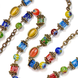 Millefiori Glass Candy Chain Necklace - Sweet Romance Wholesale