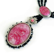 Load image into Gallery viewer, Vintage Glass Deco Rose Quartz Necklace N5711 - Sweet Romance Wholesale