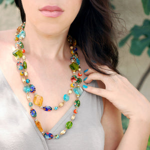 Candy Glass and Prism Necklace N586 - Sweet Romance Wholesale