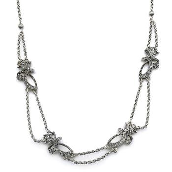 Diamond Flourish Necklace N623-CR - Sweet Romance Wholesale