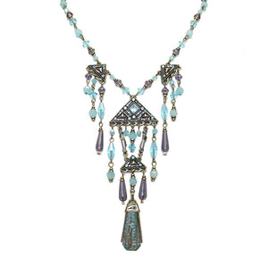 Aqua Pyramid Necklace N655 - Sweet Romance Wholesale