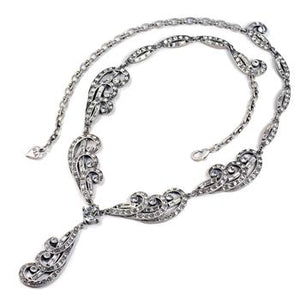Art Deco Silver Plume Vintage Wedding Necklace N669 - Sweet Romance Wholesale