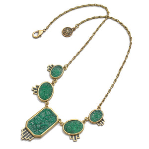 Vintage Art Deco Jadeite Glass Necklace N739 - Sweet Romance Wholesale